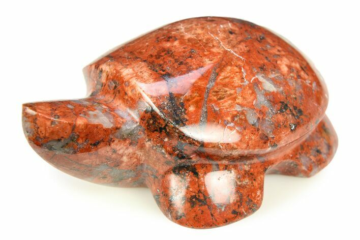 Carved Red Flower Granite Turtle - Arizona #308535